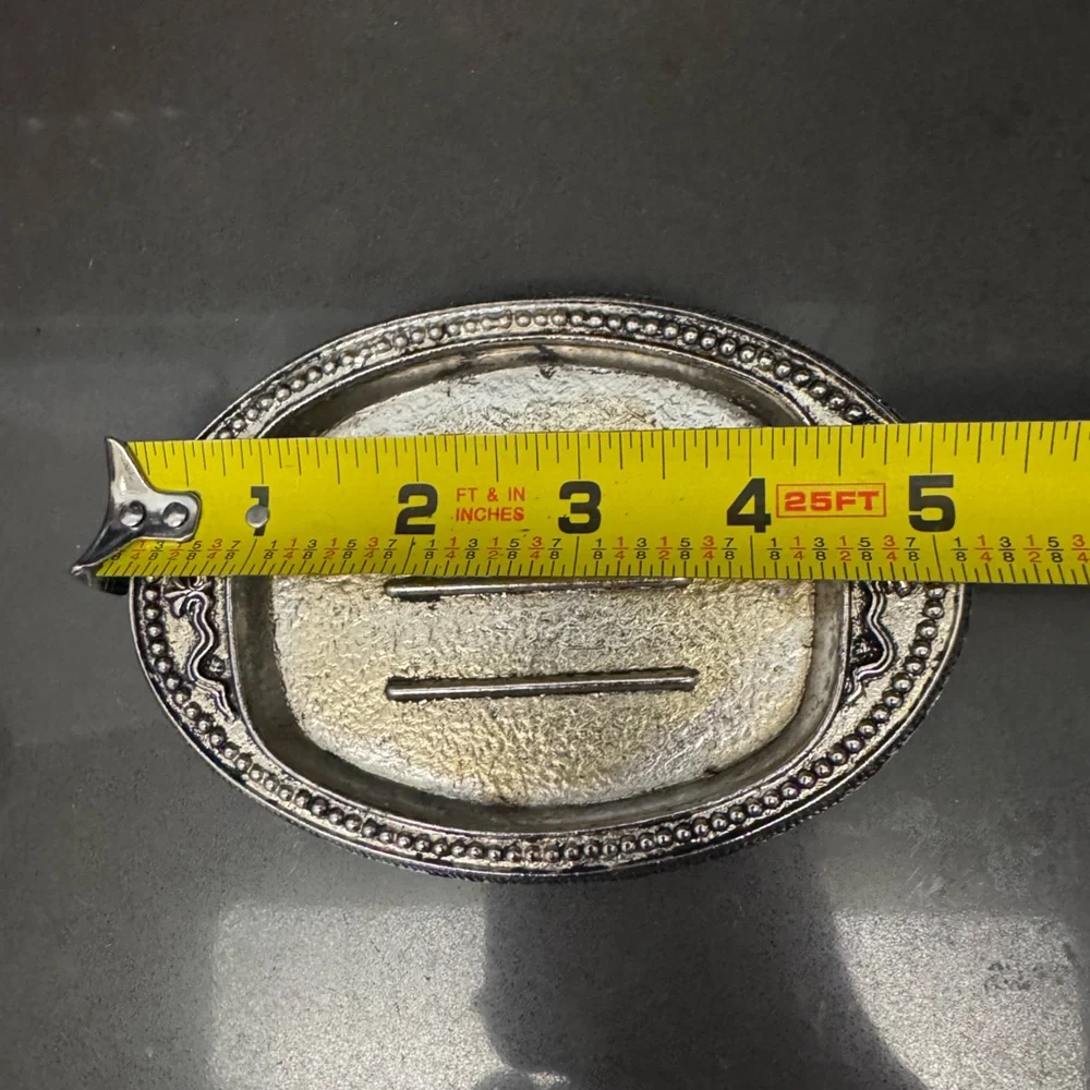 Ornate Silver-Tone Oval Soap Dish